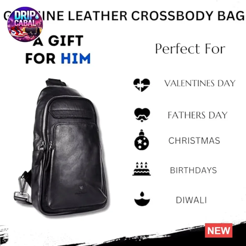 Genuine Italian Leather Shoulder Bag with Adjustable Strap